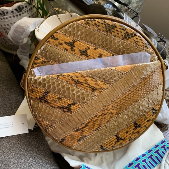 Authentic TORY BURCH SNAKE SKIN Leather top zip Crosby - Picture 11 of 15